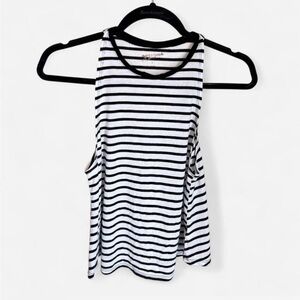 Arizona Jean Company Black and White Striped Tank Top